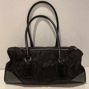 BLOWOUT SALE ‼️ PRADA Vintage Nylon& Leather  Black Bauletto with Logo